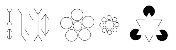 Figura 1. L'illusione di Müller-Lyer, l'illusione di Ebbin