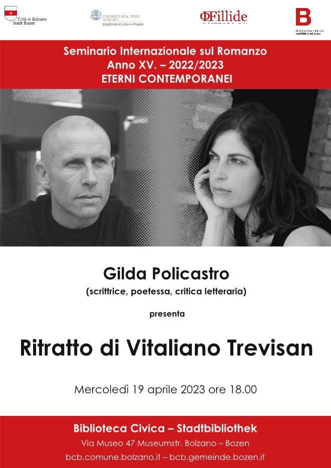 Locandina evento Gilda Policastro presenta Vitaliano Trevisan